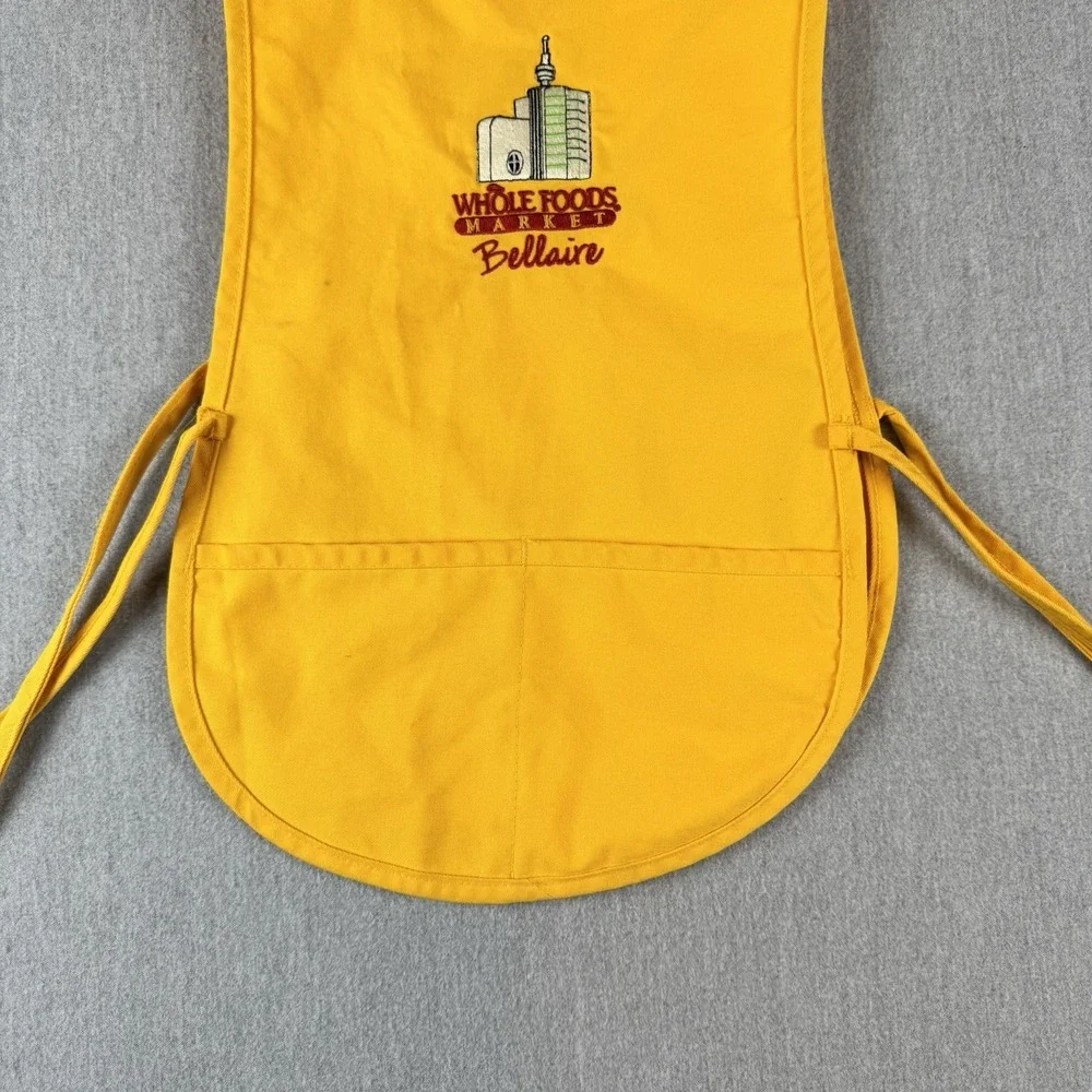Vintage Whole Foods Market Bellaire Child Apron Made USA Yellow‎